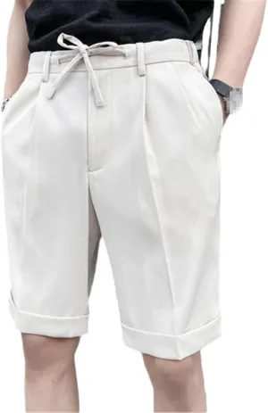 Men's Summer Leisure Shorts Slim Fit Business Suit Shorts Black White Grey Khaki