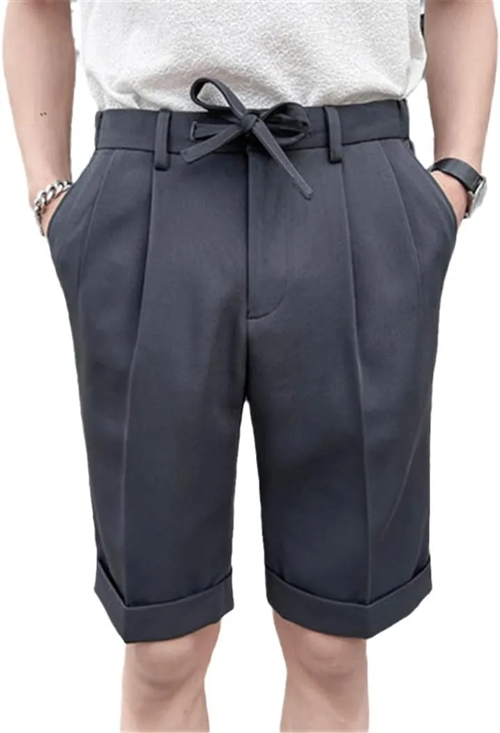 Men's Summer Leisure Shorts Slim Fit Business Suit Shorts Black White Grey Khaki