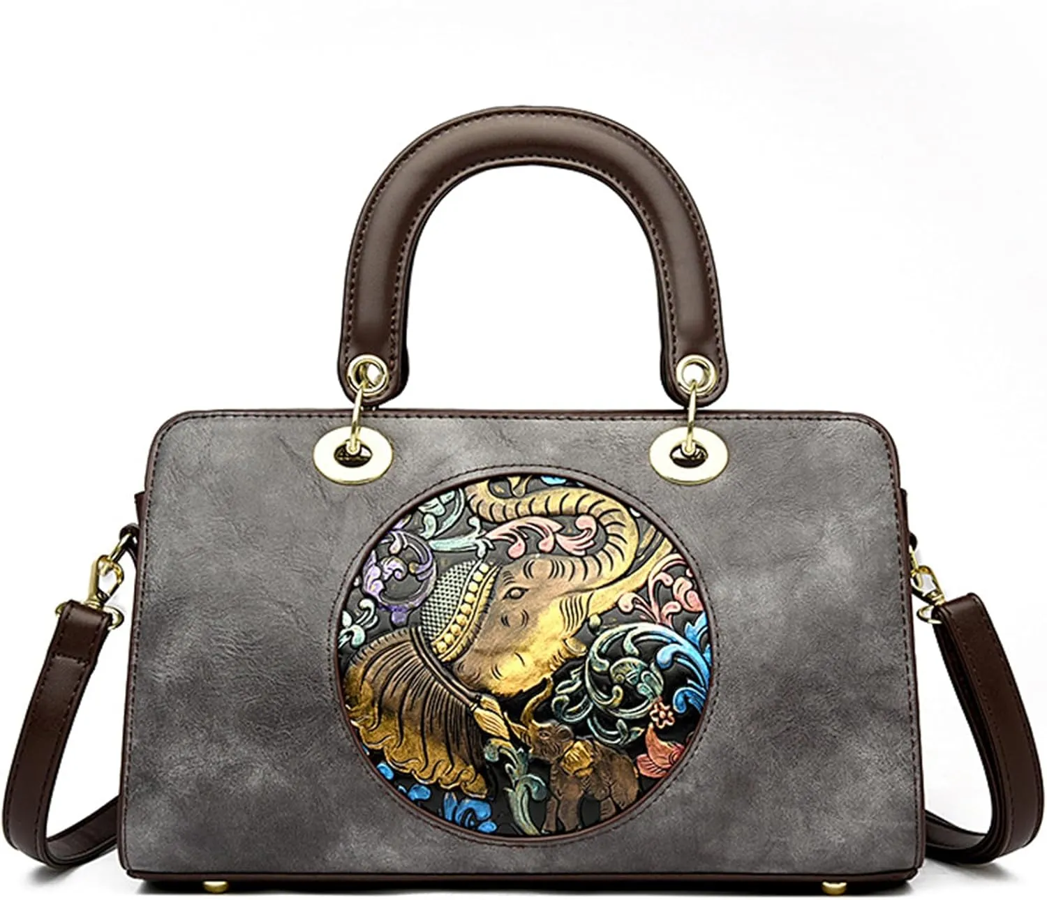 Messenger Top-Handle Bags for Women PU Leather Crossbody Purses Elephant Pattern Handbags Tote Satchel Shoulder Bagsbag981OWOISS