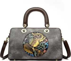 Messenger Top-Handle Bags for Women PU Leather Crossbody Purses Elephant Pattern Handbags Tote Satchel Shoulder Bagsbag981OWOISS