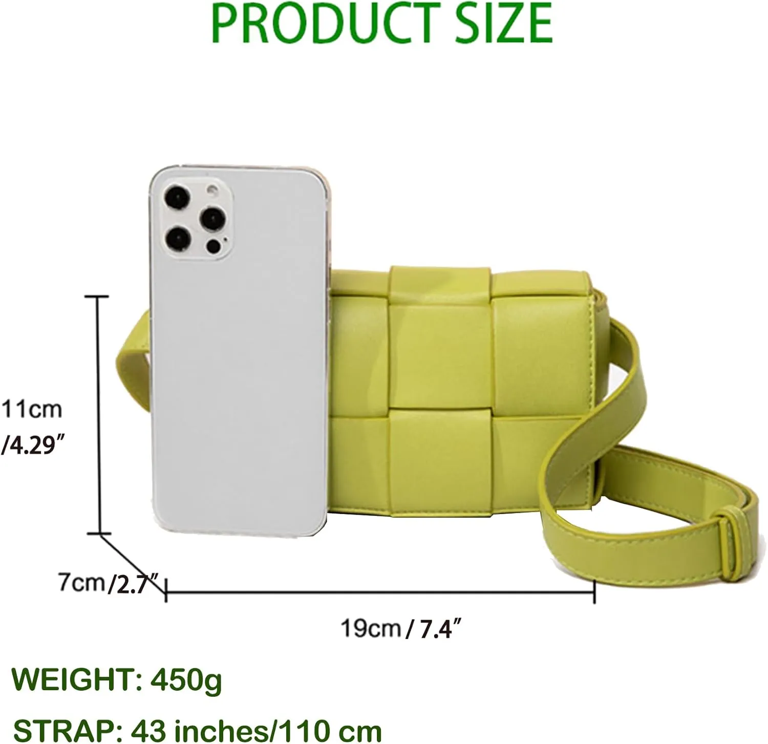 Mini Woven Lether Purse Crossbody, Waist Pack Bag with Adjustable Belt, Fanny Packs Purse, Shoulder Handbags (Rose red)