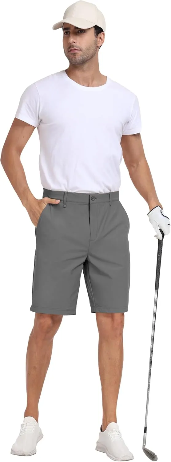 MoFiz Men's Athletic Shorts Slim Stretch 9" Golf Shorts Lightweight Hiking Summer Shorts Active Waistband