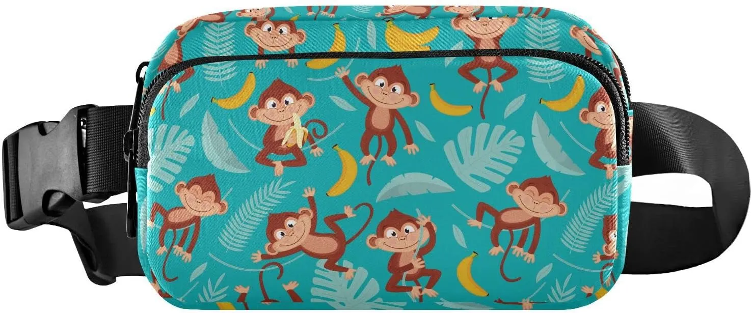 Monkey Banana Fanny Packs for Women & Men Waterproof Waist Pack Fashion Casual Crossbody Bags Hip Bum Bag with Adjustable Strap Hands Free for Outdoors, Hiking, Running, Travel