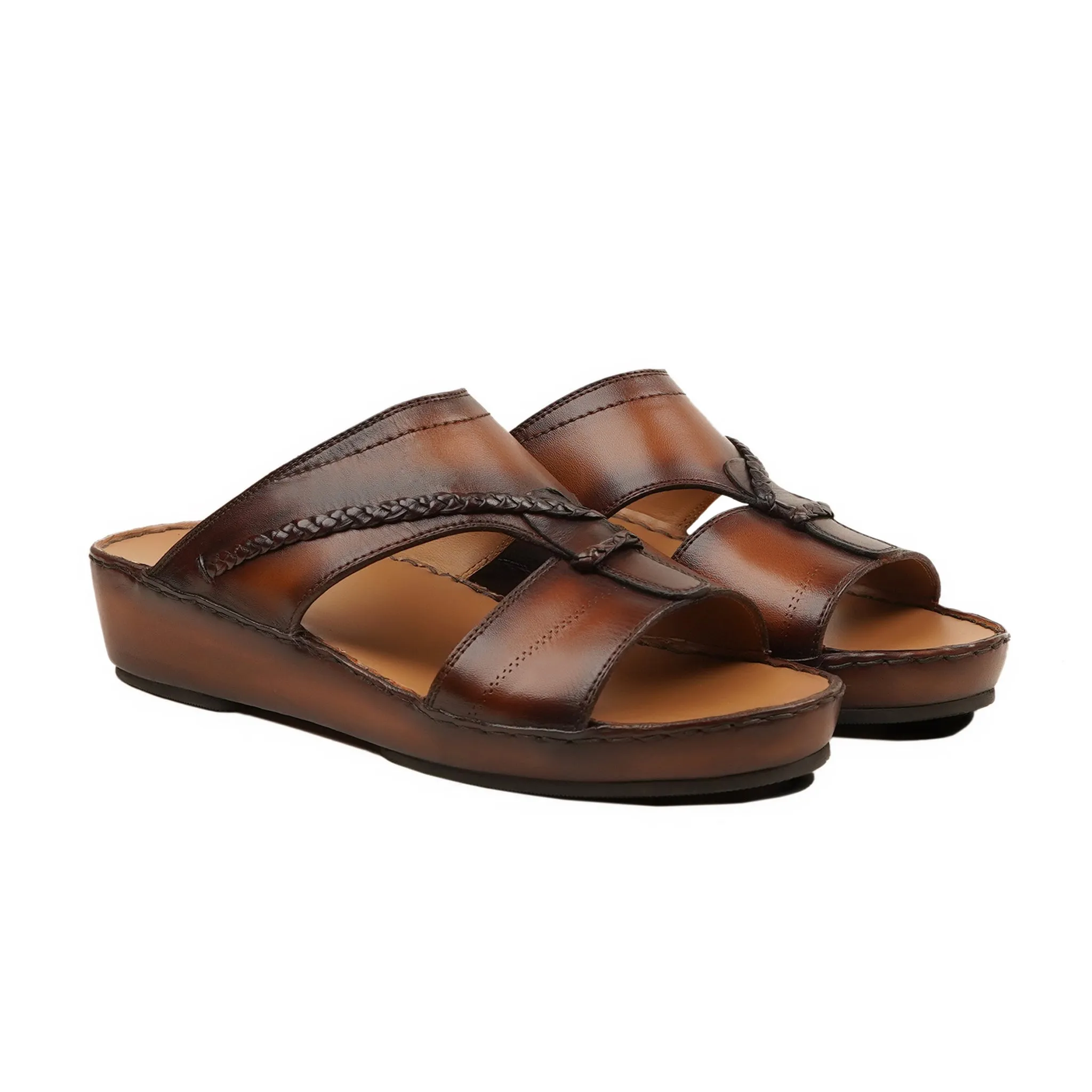 Moorea - Men's Burnished Brown Calf Leather Slipper