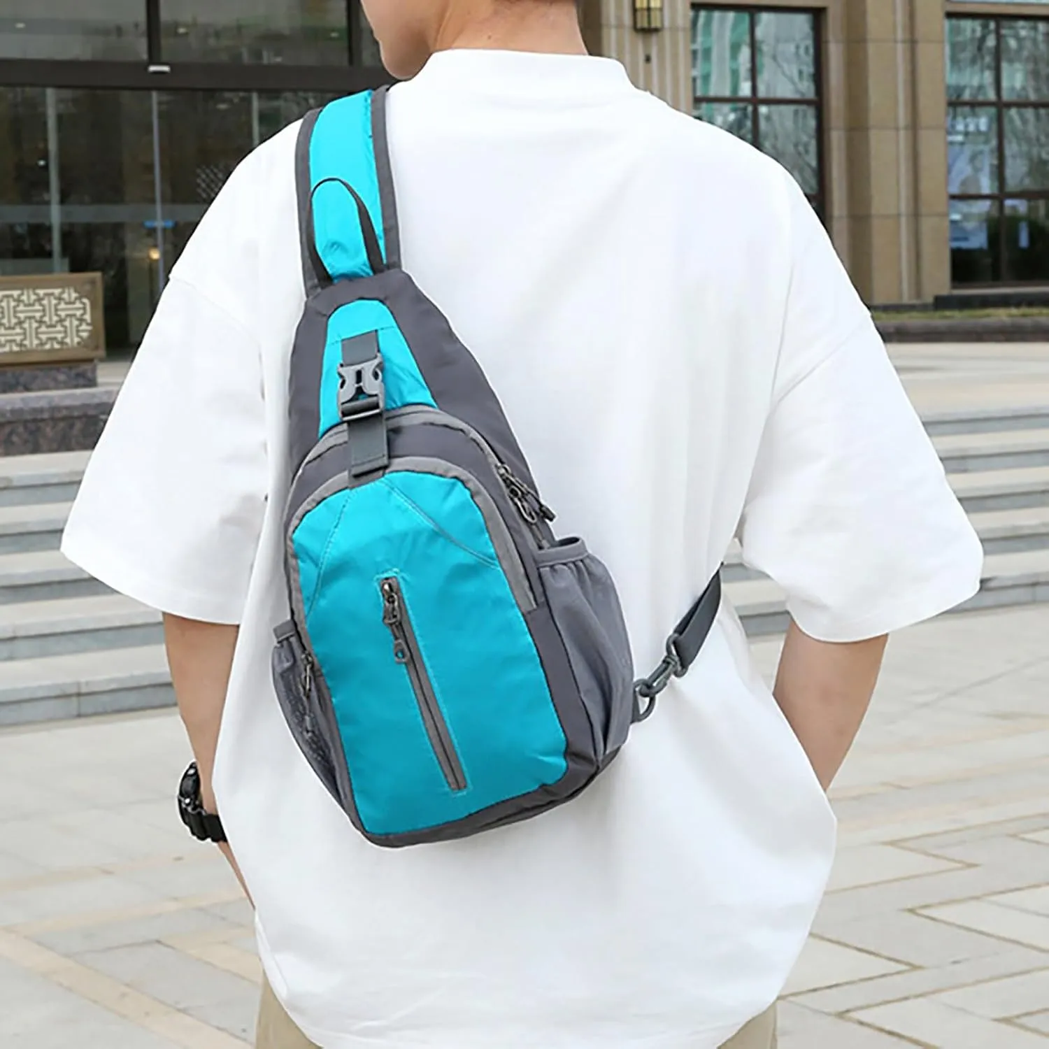 New Casual Messenger Bags Sports Male And Female Students Simple One Shoulder Splash Proof Outdoor (Sky Blue, One Size)