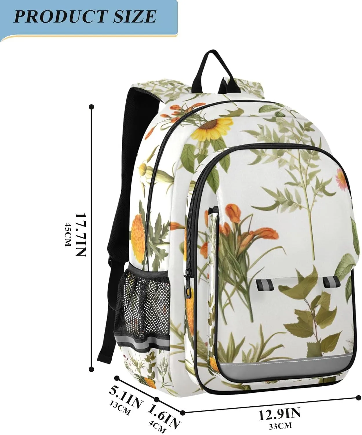 ODAWA Collection of Flowers Plants Backpack for Students High Capacity Laptop Backpack Boy School Bag