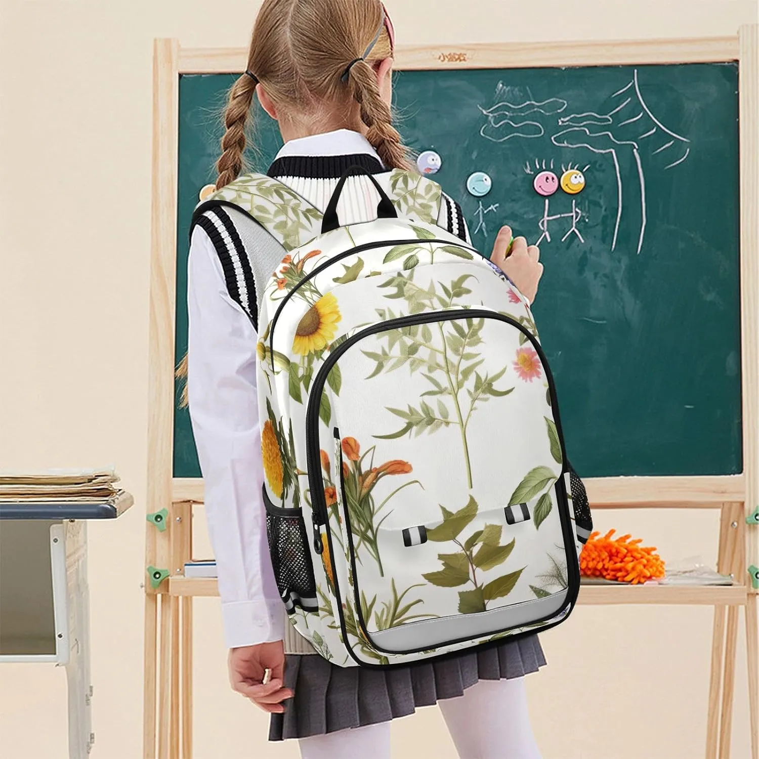 ODAWA Collection of Flowers Plants Backpack for Students High Capacity Laptop Backpack Boy School Bag