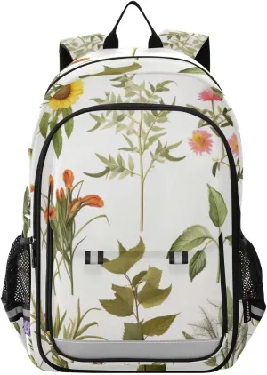 ODAWA Collection of Flowers Plants Backpack for Students High Capacity Laptop Backpack Boy School Bag