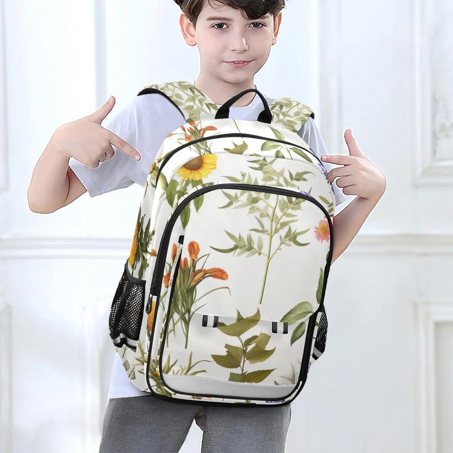 ODAWA Collection of Flowers Plants Backpack for Students High Capacity Laptop Backpack Boy School Bag