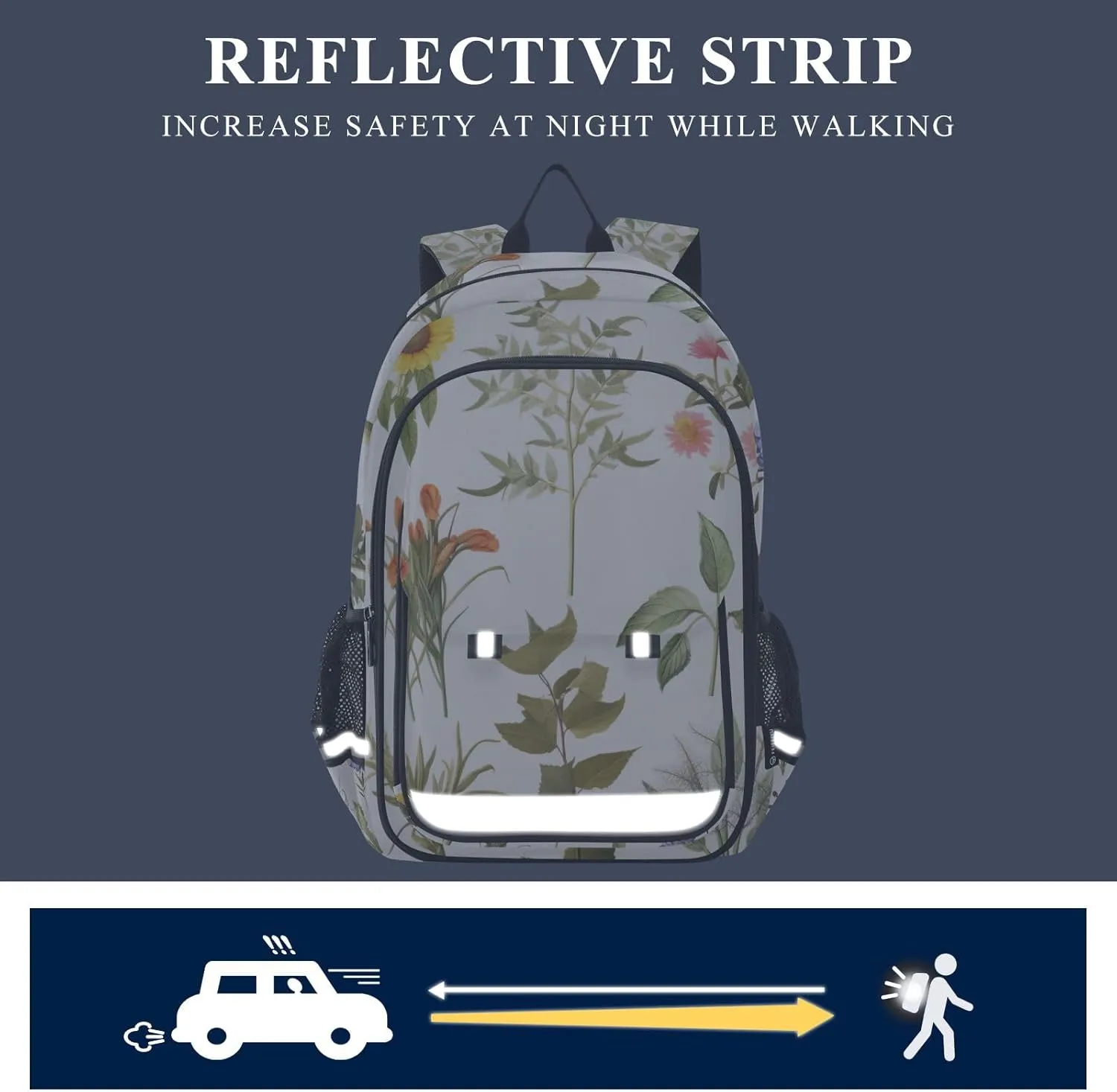 ODAWA Collection of Flowers Plants Backpack for Students High Capacity Laptop Backpack Boy School Bag