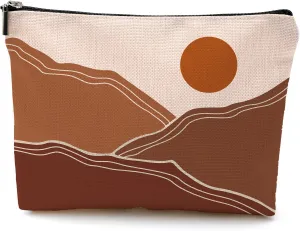 OHSUL Boho Makeup Bag, Boho Nature Cosmetic Bag Makeup Bags for Women Girls Mom, Boho Sun Landscape Nature Mountain Cosmetic Bag, Boho Bohemian Travel Pouch Makeup Bag