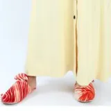 Orange and red striped velvet slipper