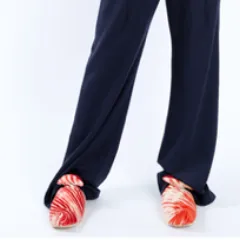 Orange and red striped velvet slipper