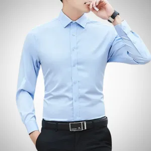 Oscar Men's Slim Fit Formal Long Sleeve Shirt with Button Closure | Ideal for All Seasons