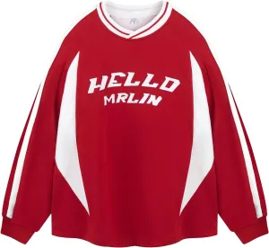 Oversized Crewneck Black Graphic Hoodies for Women Sweatshirts for Men Red Vintage Pullover Loose Fit Streetwear Long Sleeve