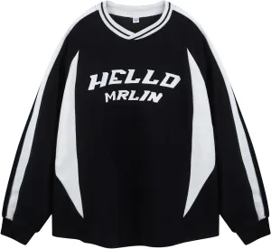 Oversized Crewneck Black Graphic Hoodies for Women Sweatshirts for Men Red Vintage Pullover Loose Fit Streetwear Long Sleeve