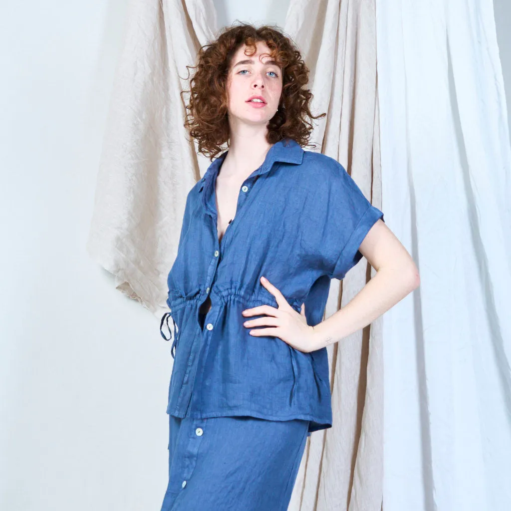 Oversized drawstring waist blouse wholesale