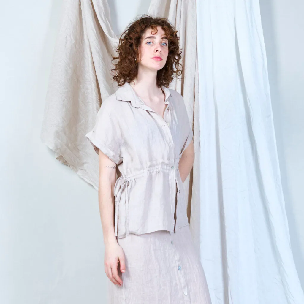 Oversized drawstring waist blouse wholesale