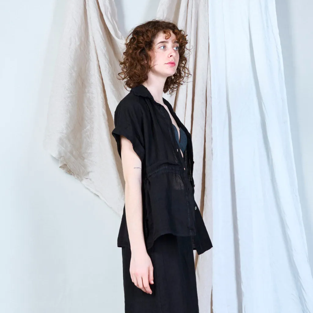 Oversized drawstring waist blouse wholesale