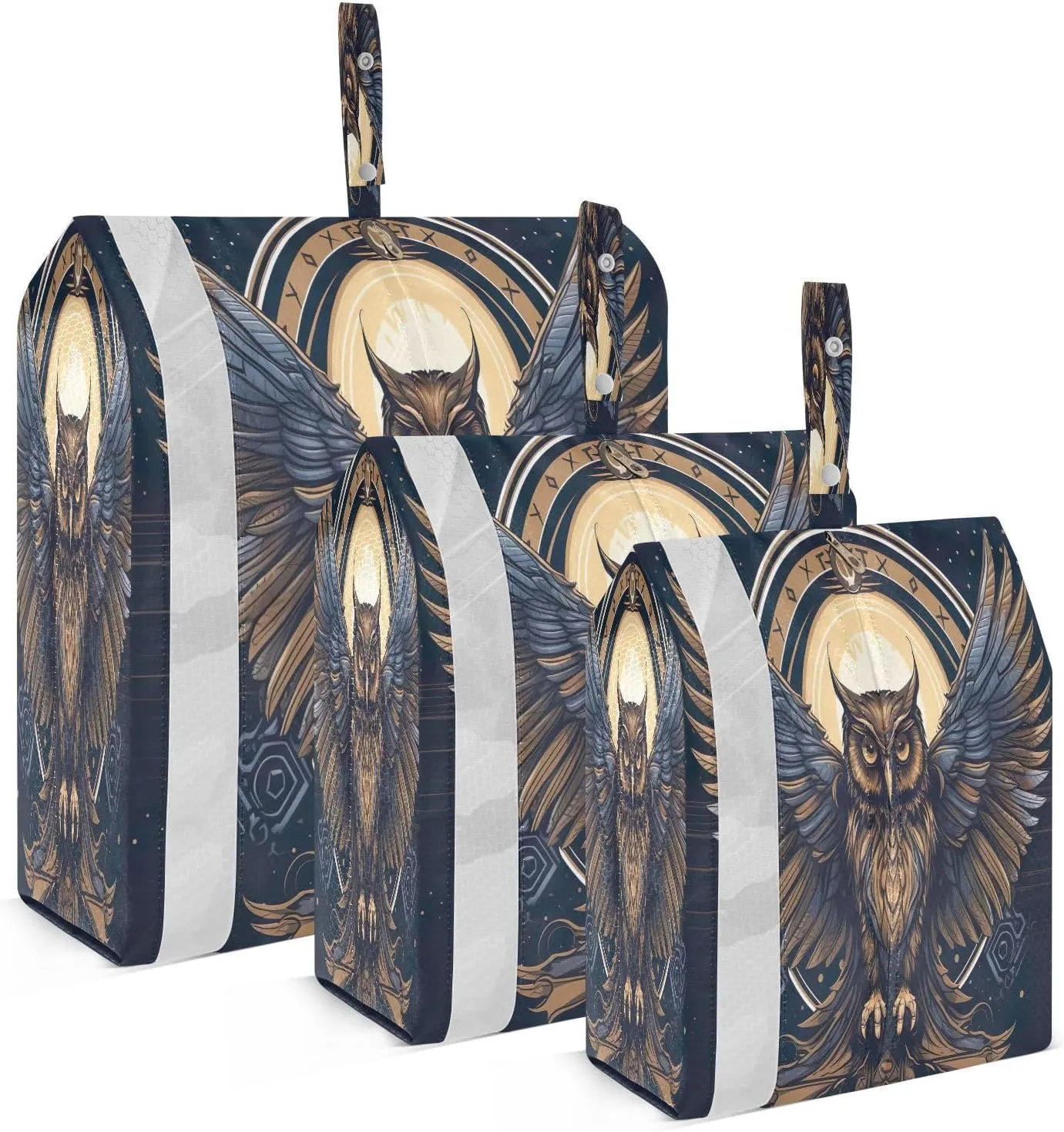 Owl Boho Black Compression Packing Cubes for Travel Packing Organizers Large Luggage Organizers Bags for Travel Accessories and Essentials