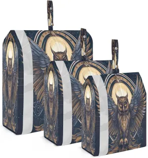 Owl Boho Black Compression Packing Cubes for Travel Packing Organizers Large Luggage Organizers Bags for Travel Accessories and Essentials
