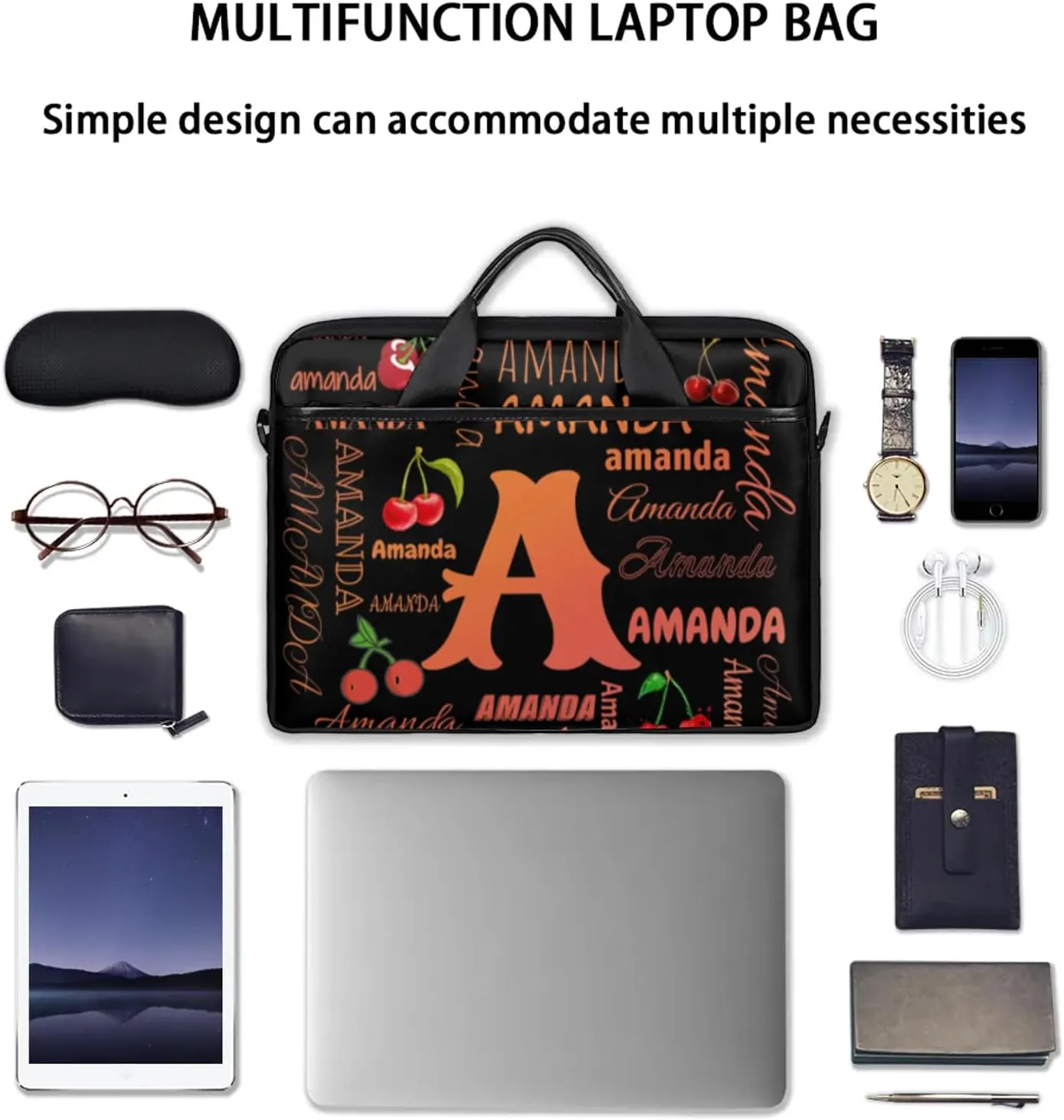 Personalized Laptop Bag Case Baseball Custom Computer Briefcases for Women Men Waterproof