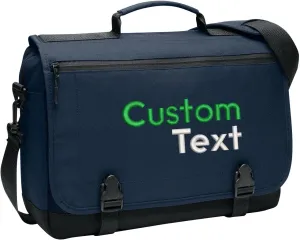 Personalized Messenger Laptop Briefcases - Add Your Embroidered Text, Monogram or Logo - Custom Shoulder Bag