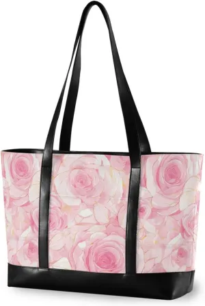 Pink Romantic Rose Flowers professional briefcase for women with zipper laptop travel bag for yoga with diaper bulto para laptop