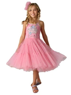 Pink Tulle Flower Star Accent Olivia Party Dress, Sizes 12M-14