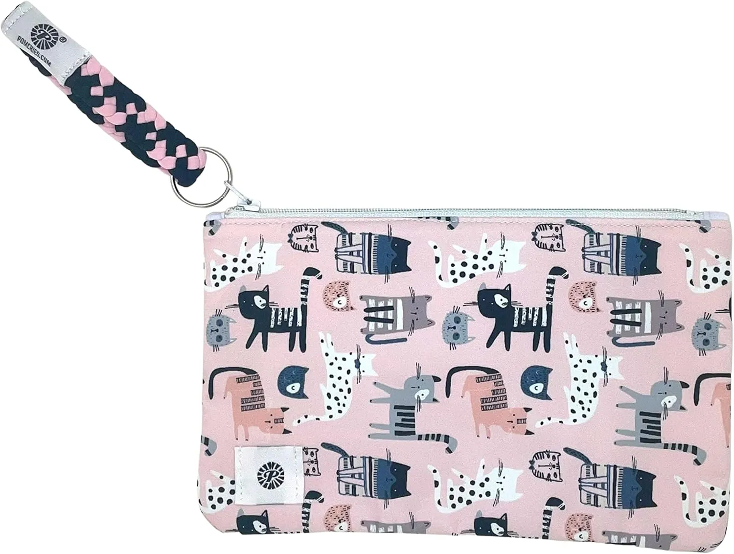Pomchies Stylish Toiletry Bags for Traveling - Small Makeup Bags for Women - Water Resistant Pom Makeup Pouch Bags Travel Organizer for Accessories - Cats Cosmetic Bags