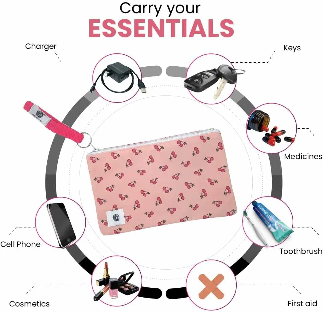 Pomchies Stylish Toiletry Bags for Traveling - Small Makeup Bags for Women - Water Resistant Pom Makeup Pouch Bags Travel Organizer for Accessories - Cats Cosmetic Bags