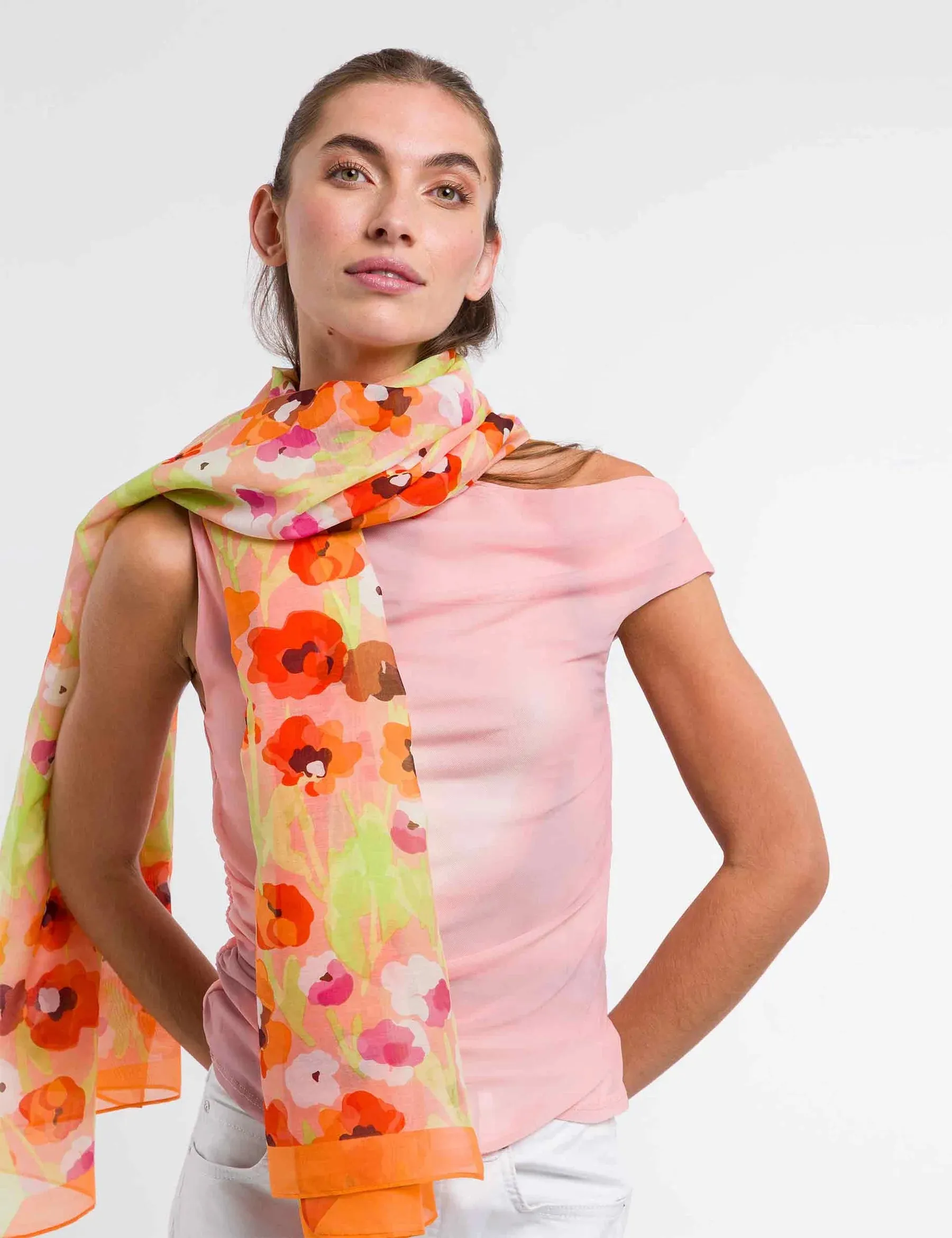 Poppy Floral Oblong Scarf