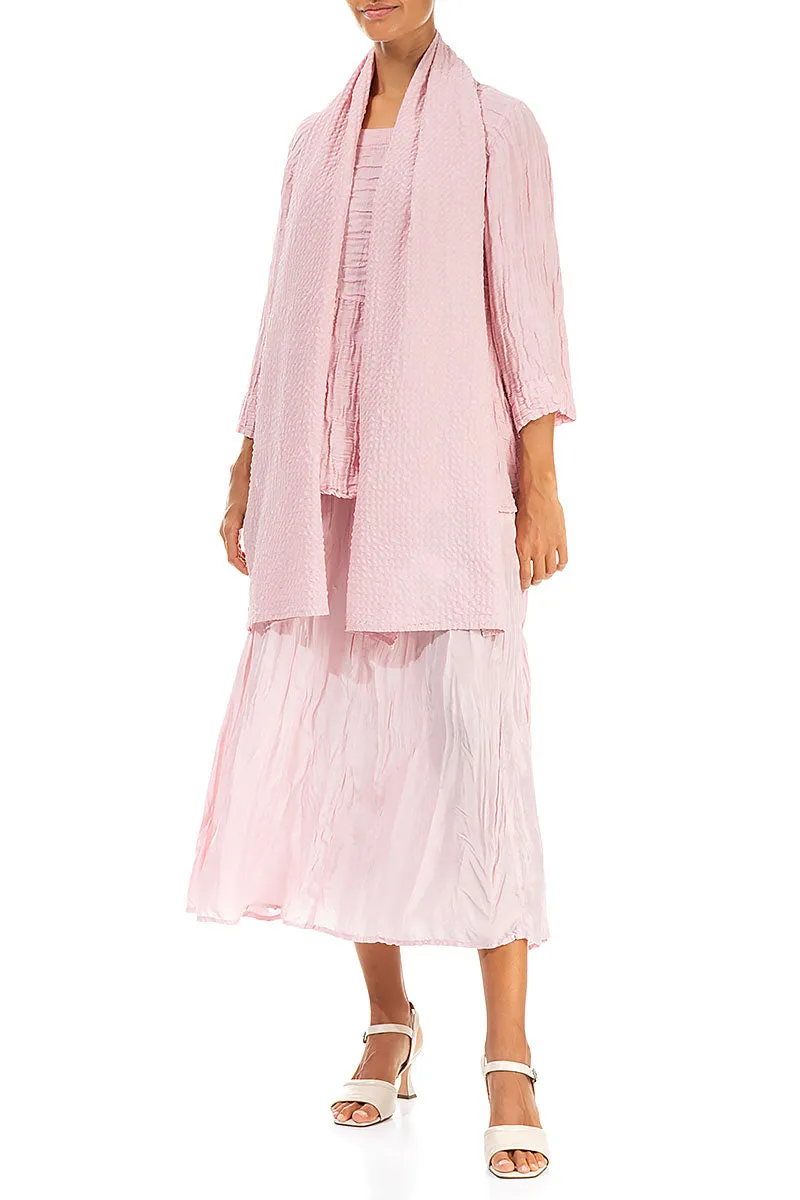 Powder Pink Textured Silk Scarf