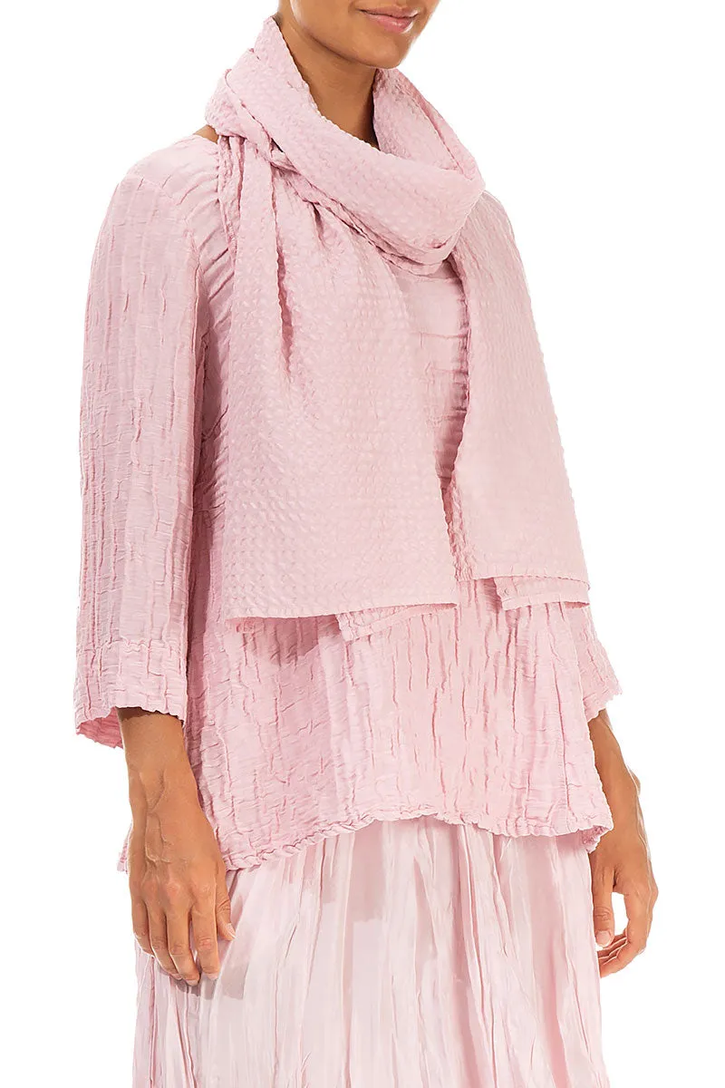 Powder Pink Textured Silk Scarf