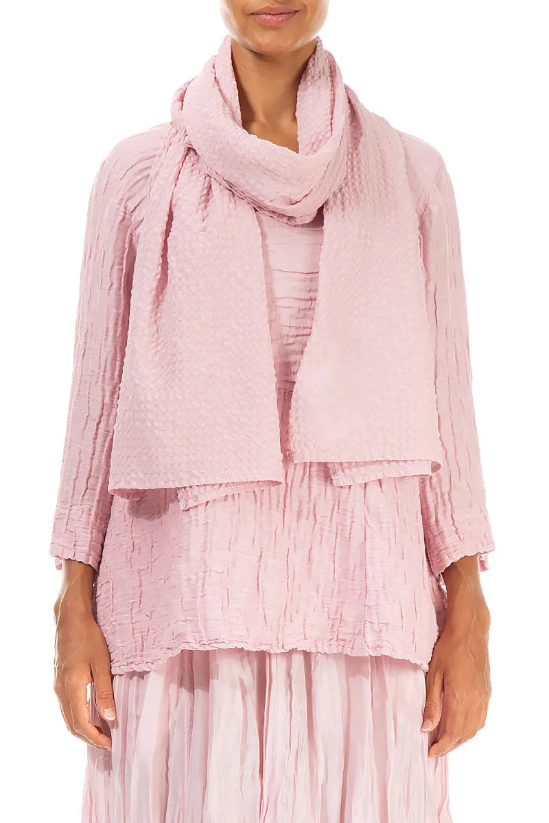 Powder Pink Textured Silk Scarf
