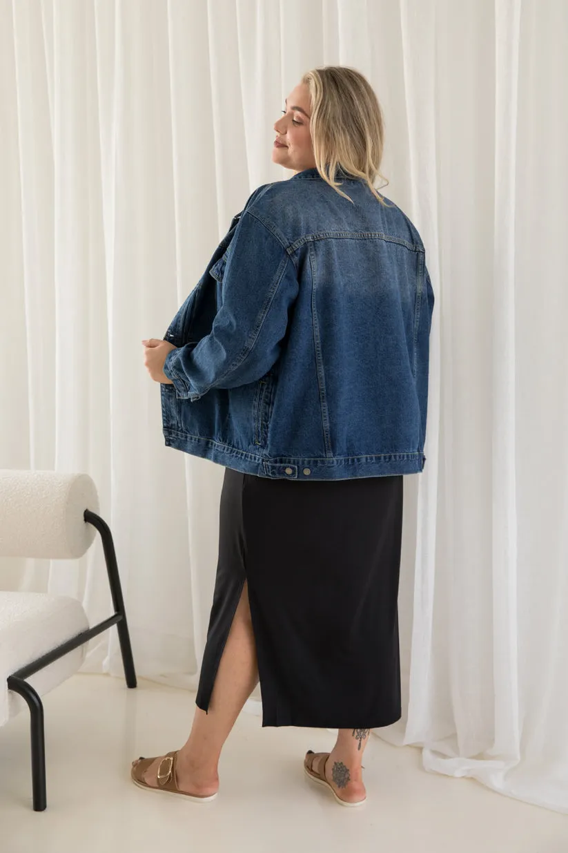 PQ Collection Denim Basic Jacket Dark Wash