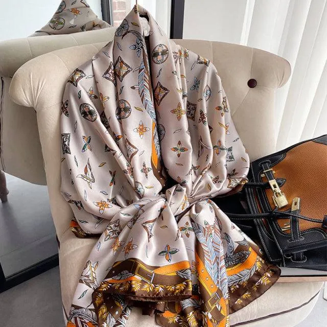 Print silk scarf for lady