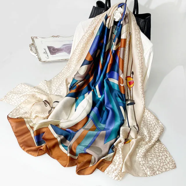 Print silk scarf for lady