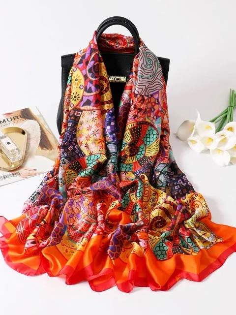 Print silk scarf for lady