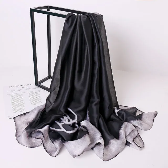Print silk scarf for lady