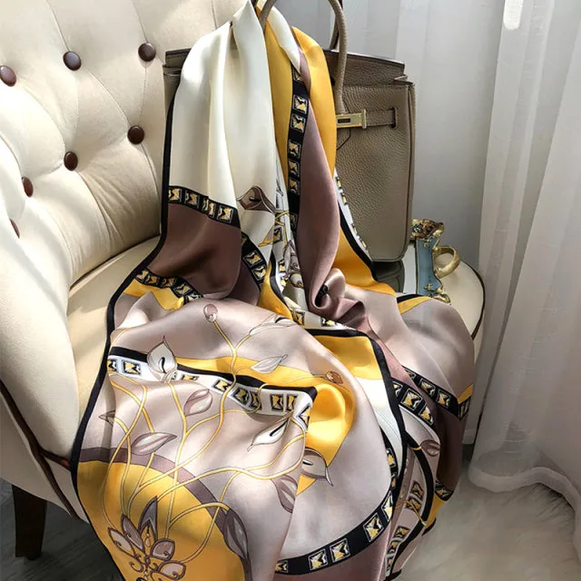 Print silk scarf for lady