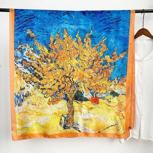 Print silk scarf for lady