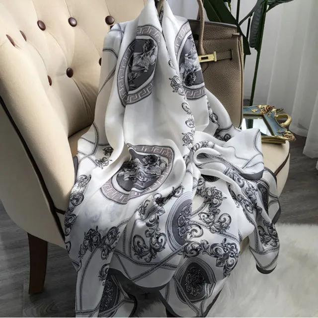 Print silk scarf for lady