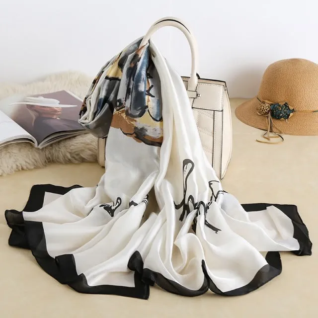 Print silk scarf for lady