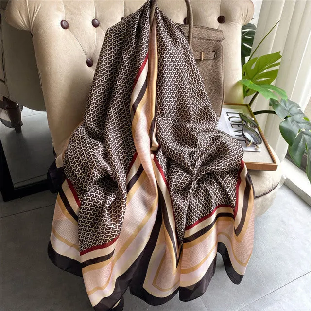Print silk scarf for lady
