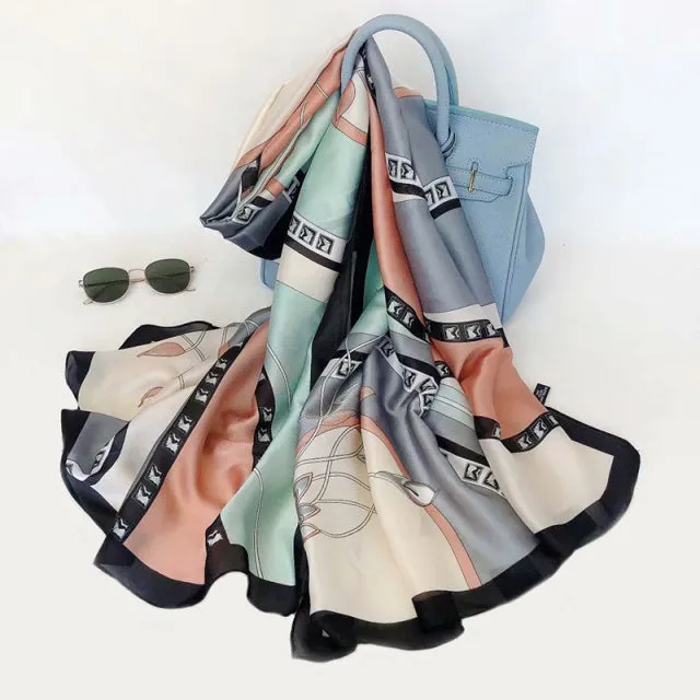 Print silk scarf for lady