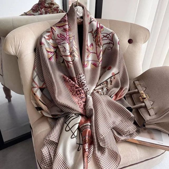 Print silk scarf for lady