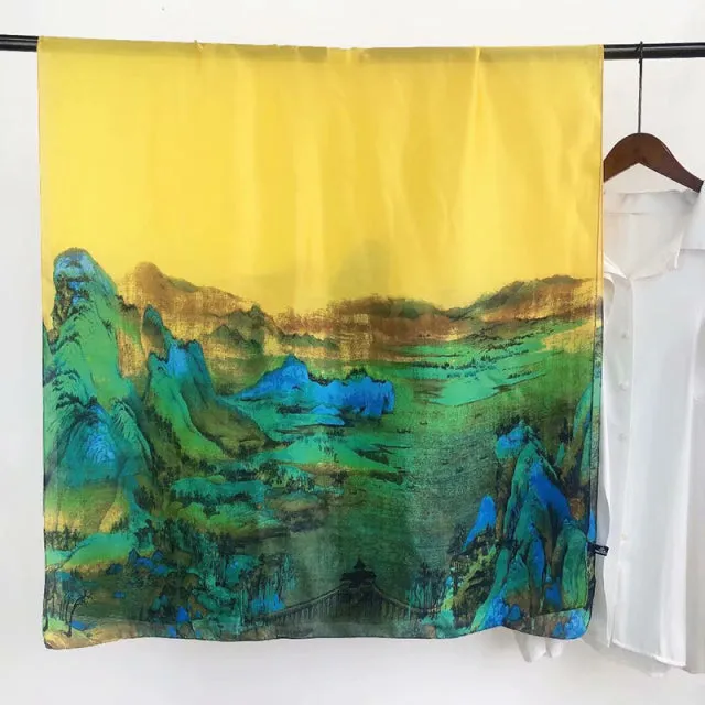 Print silk scarf for lady