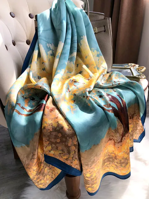 Print silk scarf for lady