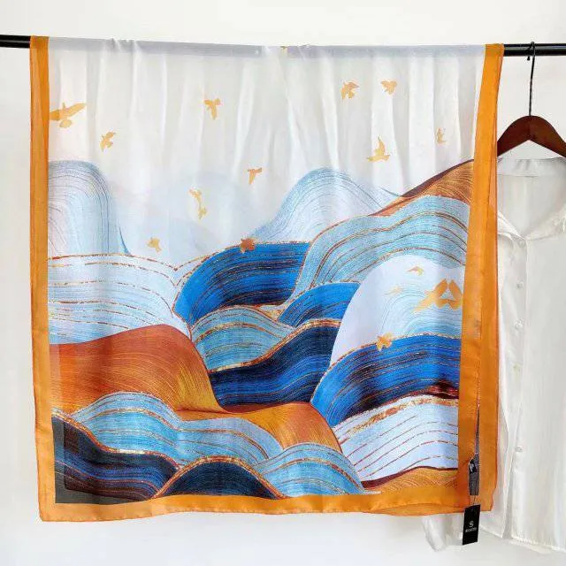 Print silk scarf for lady